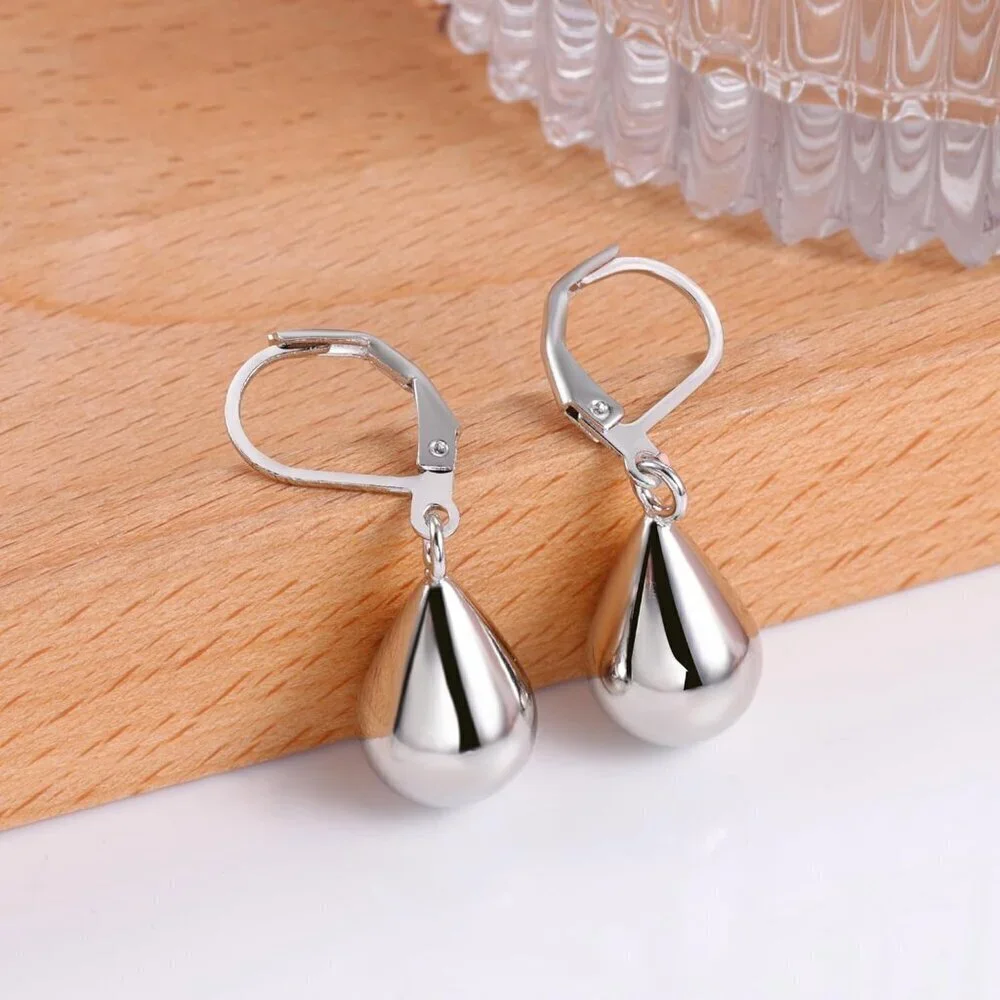 925 Sterling Silver Teardrop Leverback Earrings for Women - Hypoallergenic